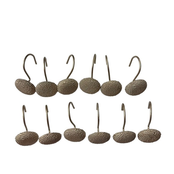 Lot of 12 Champagne 1.75” Metal Circle Dotted Shower Curtain 1.25” Hooks - Picture 1 of 8